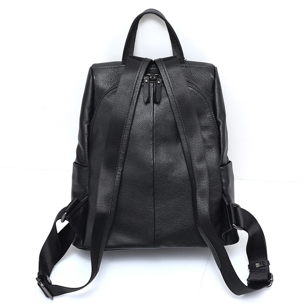 Trendy Solid Women's Genuine Leather Laptop Backpack